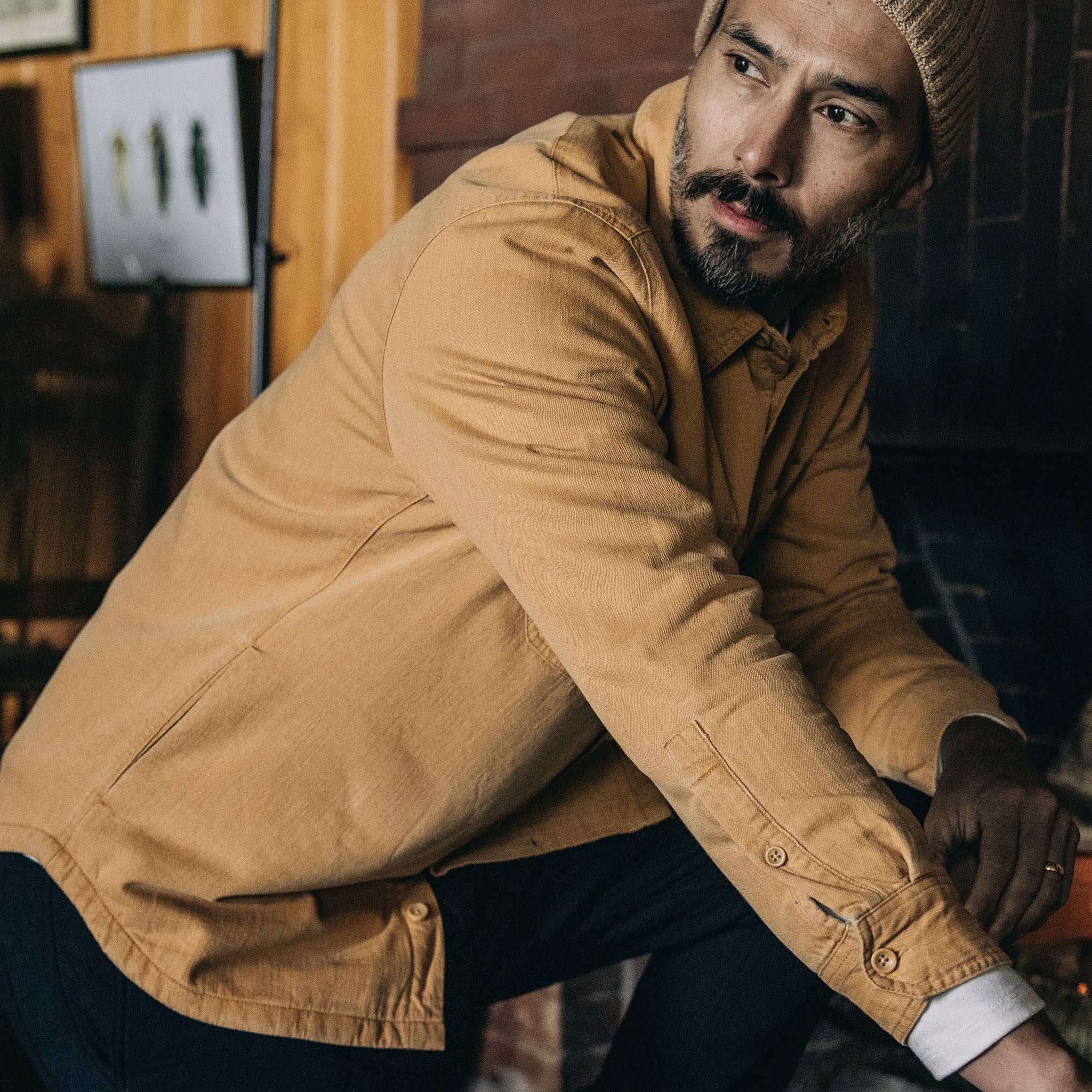 The Lined Utility Shirt in Wheat Denim - Image 3