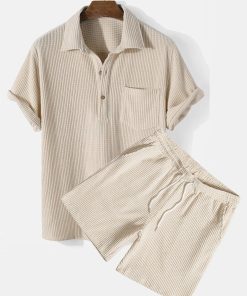 Waffle Polo Shirt & Waffle Shorts