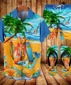 Suitmens Men's Tiki Party Hawaiian Vacation Print Three-Piece Set 021