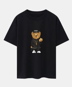 Hip Hop Bear Print Heavy Weight Oversize T-Shirt