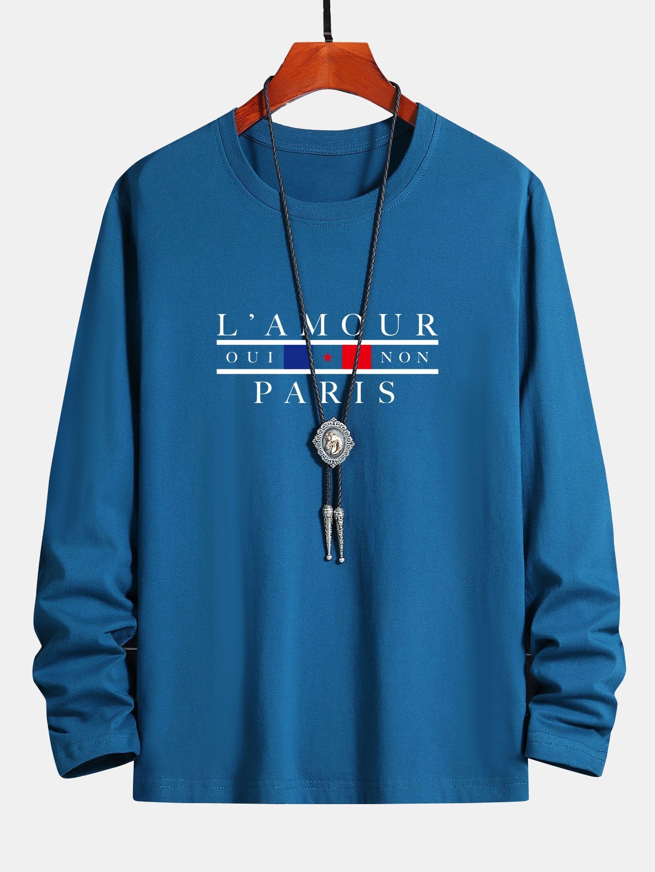 Long Sleeve Paris Slogan Print Cotton T-Shirt - Image 8