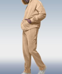 Men's Khaki Corduroy Autumn Winter Two Piece Set