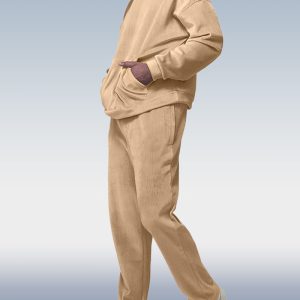 Men's Khaki Corduroy Autumn Winter Two Piece Set