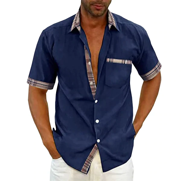 EvalonrealmTM Men's Casual Plaid Collar Button Summer Shirt - Image 2