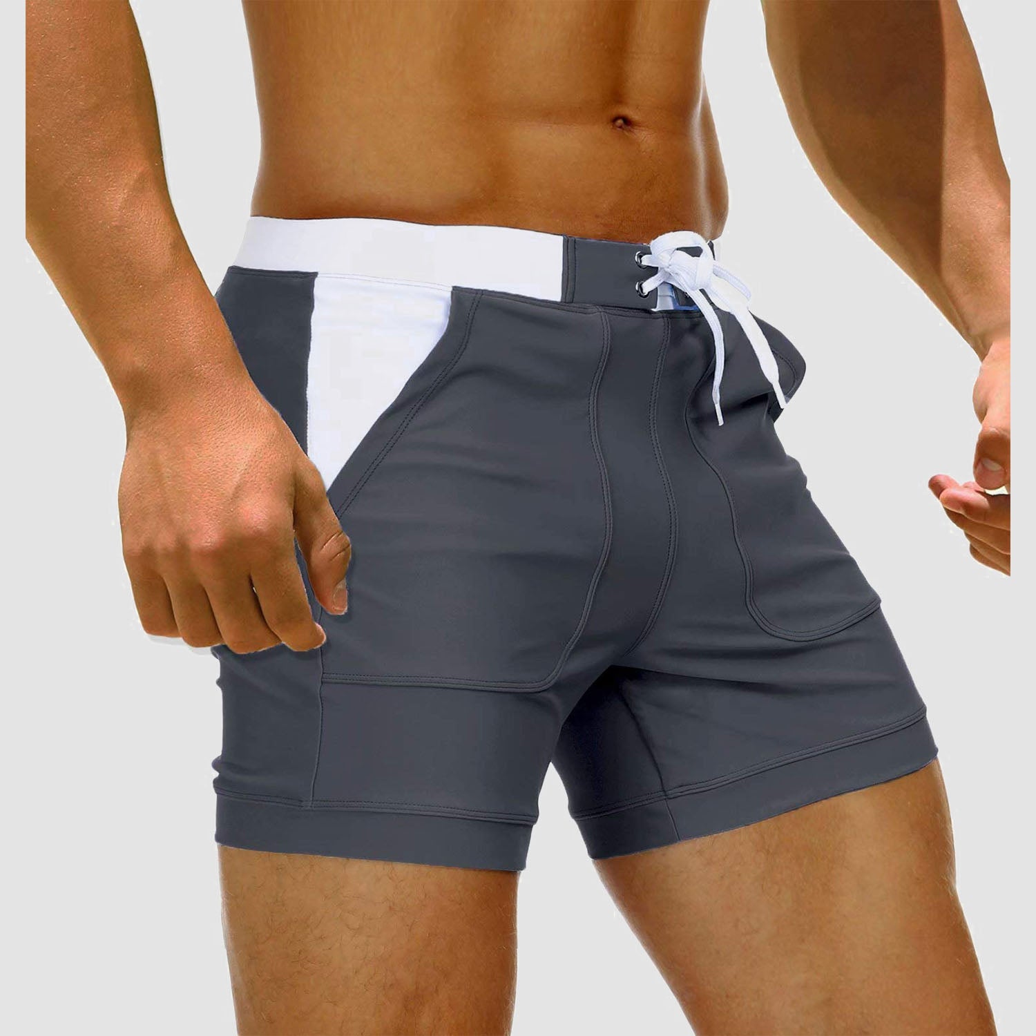 Men's Swim Trunks Square Leg with Pockets Mesh Lining Beach Shorts Underwear - Image 9