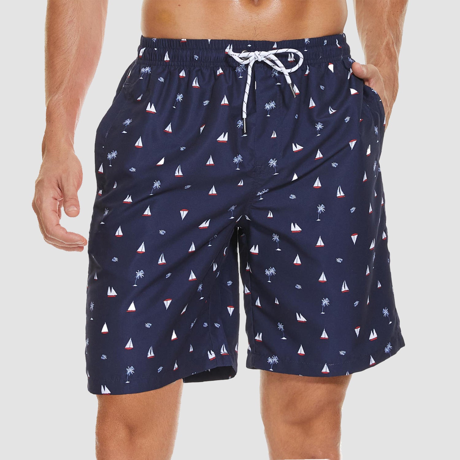 Men's Beach Shorts Swimming Trunks Mesh Lining Shorts with 2 Pockets Quick Dry - Image 6