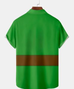 Chest Pocket Short Sleeve Christmas Shirt