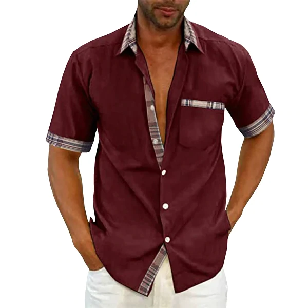 EvalonrealmTM Men's Casual Plaid Collar Button Summer Shirt - Image 7