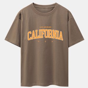 Los Angeles California Print Drop Shoulder Oversize T-Shirt