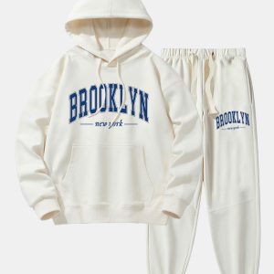 Brooklyn Print Cotton Blend Hoodie & Jogger Pants