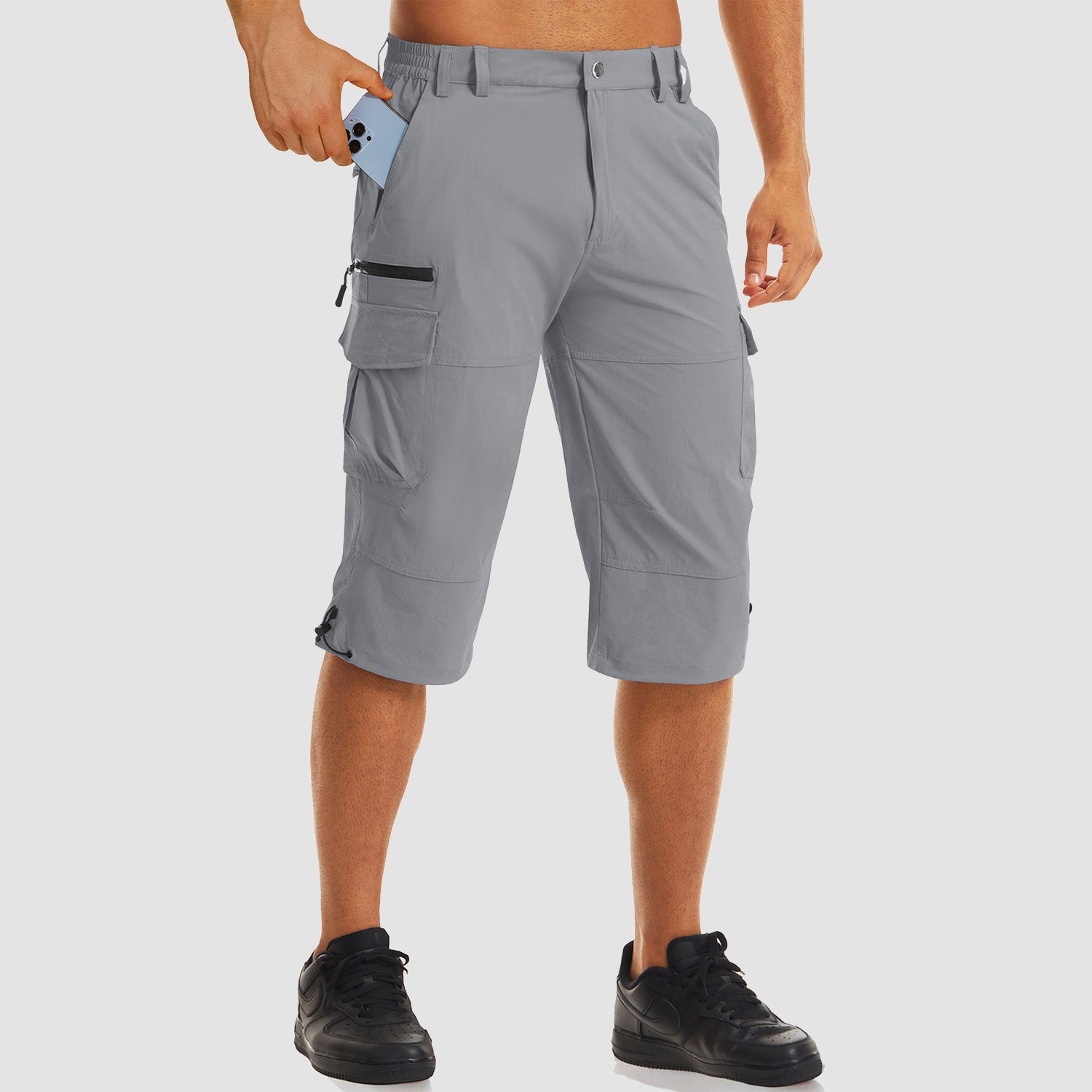 Men's Workout Gym Shorts with 7 Pockets Quick Dry 3/4 Capri for Hiking - Image 13