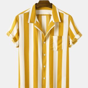 Stripes Casual Short Sleeve Shirts & Swim Shorts