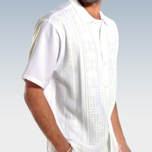 White Knit Walking Suit Short Sleeve Set 001