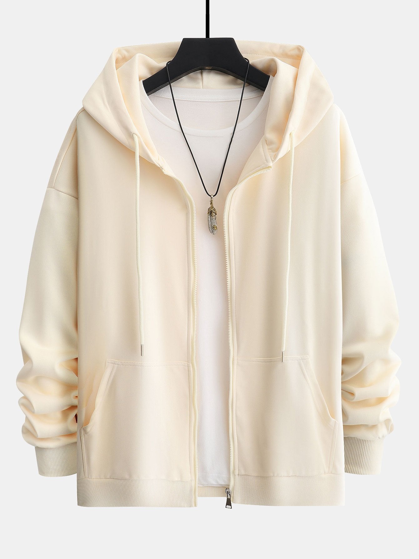 Basic Relax Fit Zip Hoodie - Image 4