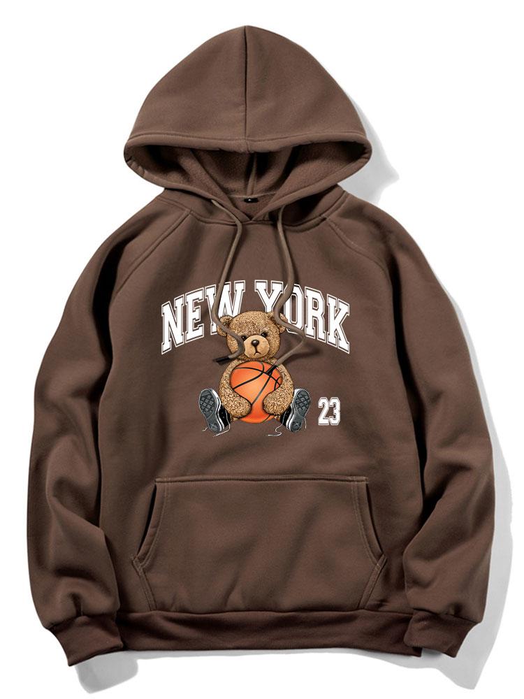 New York Basketball Bear Print Hoodie - Image 3