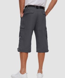 Men 3/4 Cargo Shorts Cotton Lightweight Ripstop with Multi-Pockets