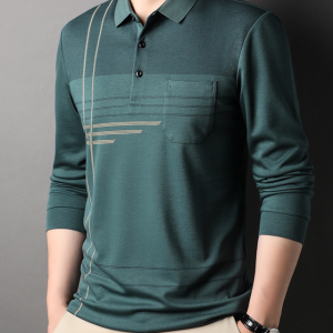 Men's Long Sleeve Pocket Long Sleeve POLO Shirt 001
