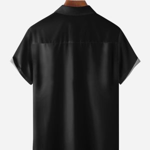 Christmas Flamingo Chest Pocket Short Sleeve Shirt