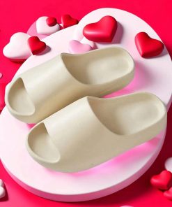 Unisex Chunky Slide Sandals, Couple Soft Indoor Outdoor Slipper Shoes, White