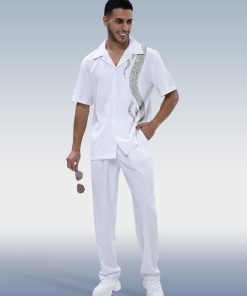 Suitmens Men's Art Print Short Sleeve Hiking Walking Suit