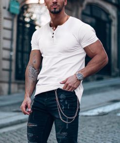 Men's Casual Basic V-Neck Cotton Short Sleeve T-Shirt