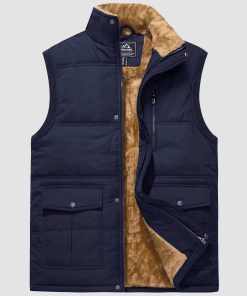 Alternative view of Men's Outerwear Vests Full-Zip Sleeveless Jacket Winter Warm Fleece Lined Vests Stand Collar