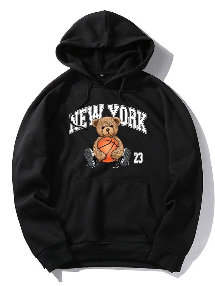 New York Basketball Bear Print Hoodie - Image 19