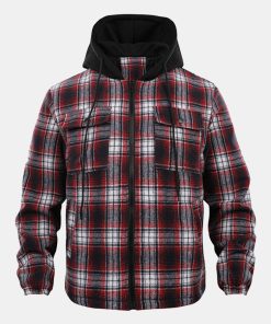 Alternative view of Quilted Lined Flannel Hooded Plaid Coat