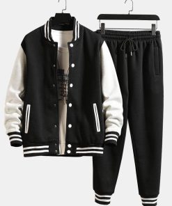 Contrast Baseball Jacket & Jogger Pants