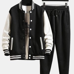 Contrast Baseball Jacket & Jogger Pants