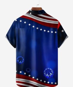 Halloween Thanksgiving Christmas Flamingo Chest Pocket Short Sleeve Shirt