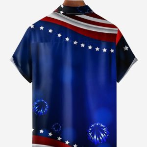 Halloween Thanksgiving Christmas Flamingo Chest Pocket Short Sleeve Shirt