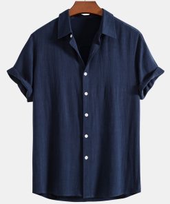 Alternative view of Linen Rayon Blend Button Up Shirt & Straight Leg Linen Pants