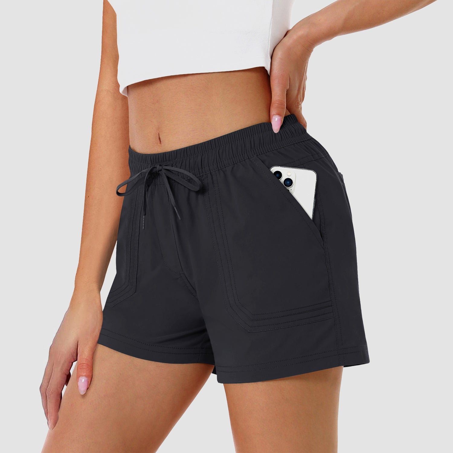 Women's Running Shorts Gym Workout Quick Dry Relaxed Fit Casual Shorts with 2 Pockets - Image 2