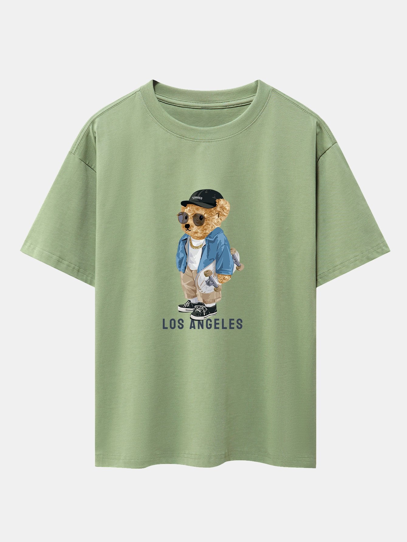 Los Angeles Skate Bear Print Heavy Weight Oversize T-Shirt - Image 6