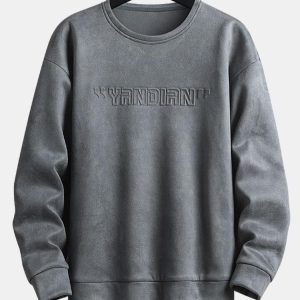 2 In 1 Faux Suede Crew Neck Sweatshirt