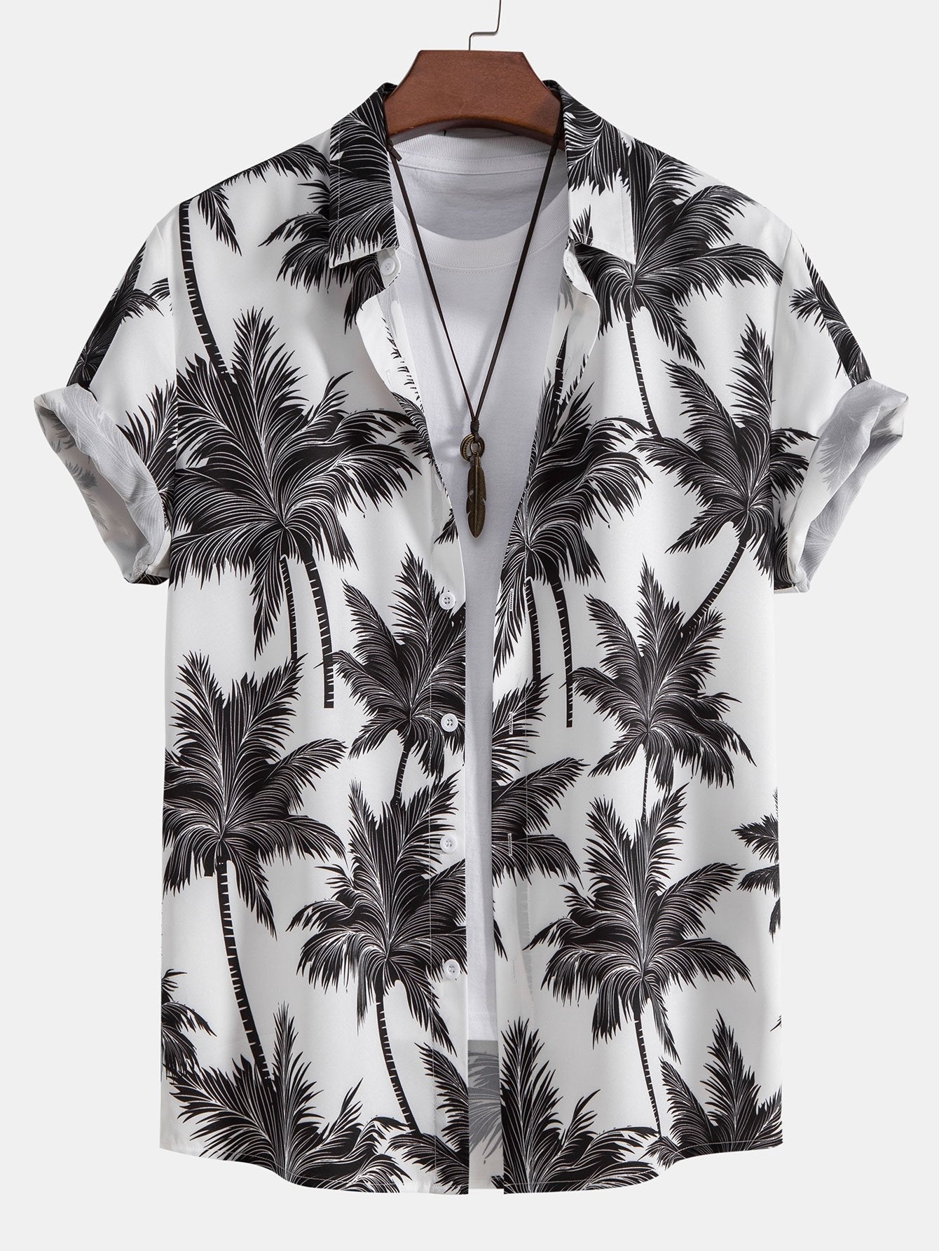 Palm Tree Print Button Up Shirt & Swim Short - Image 4