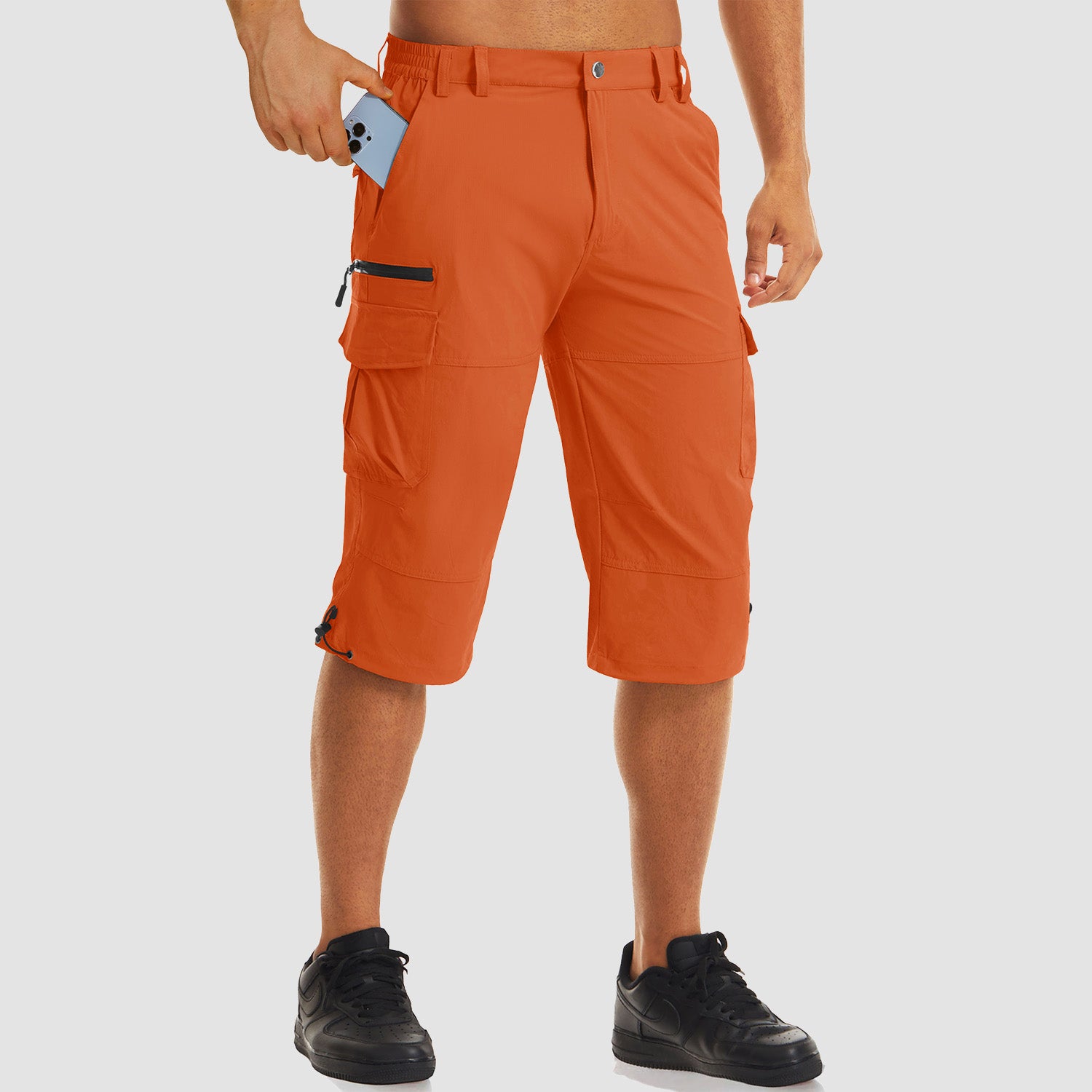 Men's Workout Gym Shorts with 7 Pockets Quick Dry 3/4 Capri for Hiking - Image 5