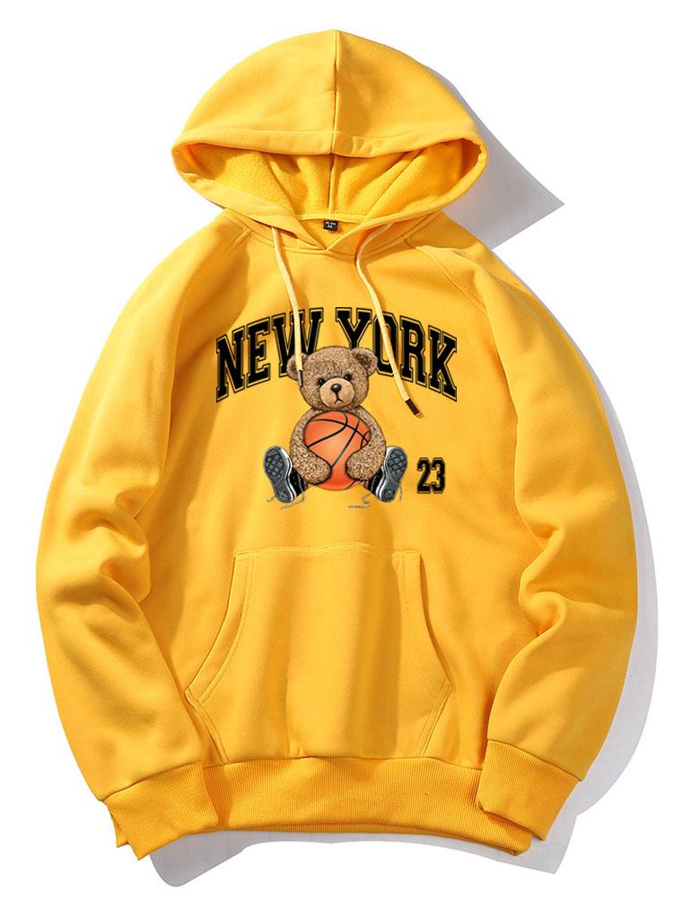 New York Basketball Bear Print Hoodie - Image 7