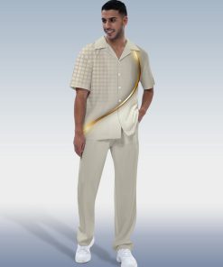 Suitmens Men's Fashion Short Sleeve Shirt Walking Set 301