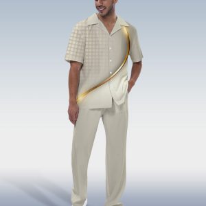 Suitmens Men's Fashion Short Sleeve Shirt Walking Set 301