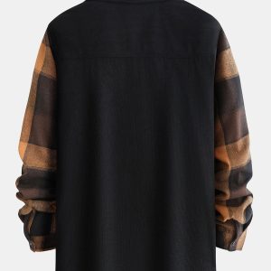 Plaid Corduroy Panel Shirt