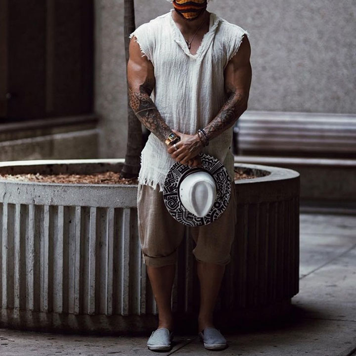 Men's Linen Holiday Plain Tank Top - Image 3