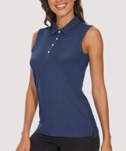 Women's Polo T-Shirts Sleeveless Tennis Golf Tee Shirts 4-Button