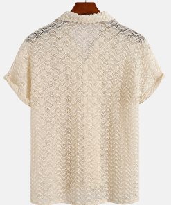 Wavy Jacquard Textured Cuban Shirt