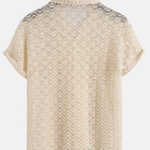 Wavy Jacquard Textured Cuban Shirt