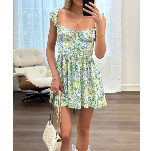 Floral Print Mini Cake Dress - Image 3