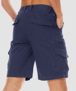 Men Classic Cargo Lightweight Many Pockets Work Elastic Waist Casual Cotton Comfortable Shorts