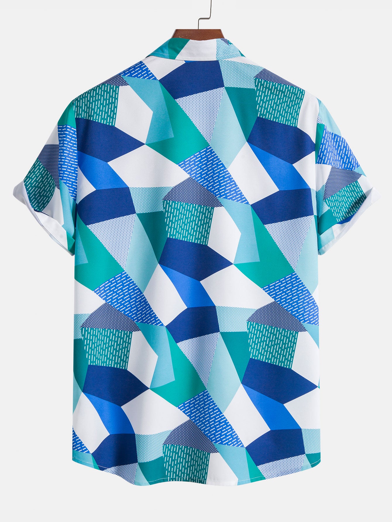 Color Block Geometric Print Shirt & Swim Shorts - Image 5