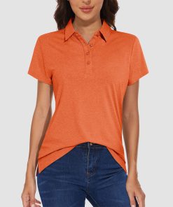 Women's Polo T-shirt 4 Buttons Casual T-Shirts Quick Dry Short Sleeve Golf Shirt